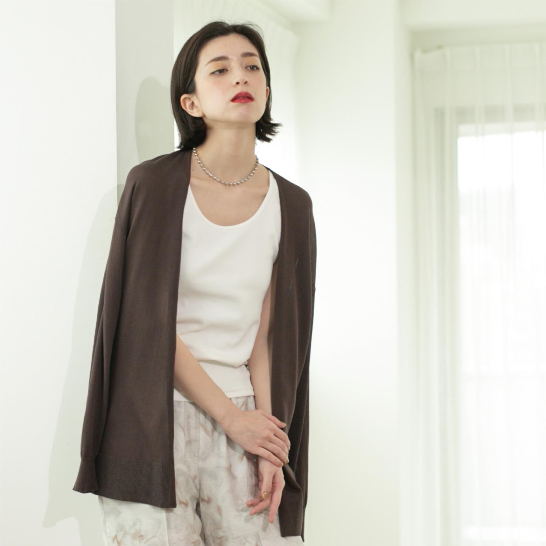 OPAQUE.CLIP「ミドル丈ニットカーディガン【抗ピル/洗濯機洗い可/接触冷感】」|カーディガン|