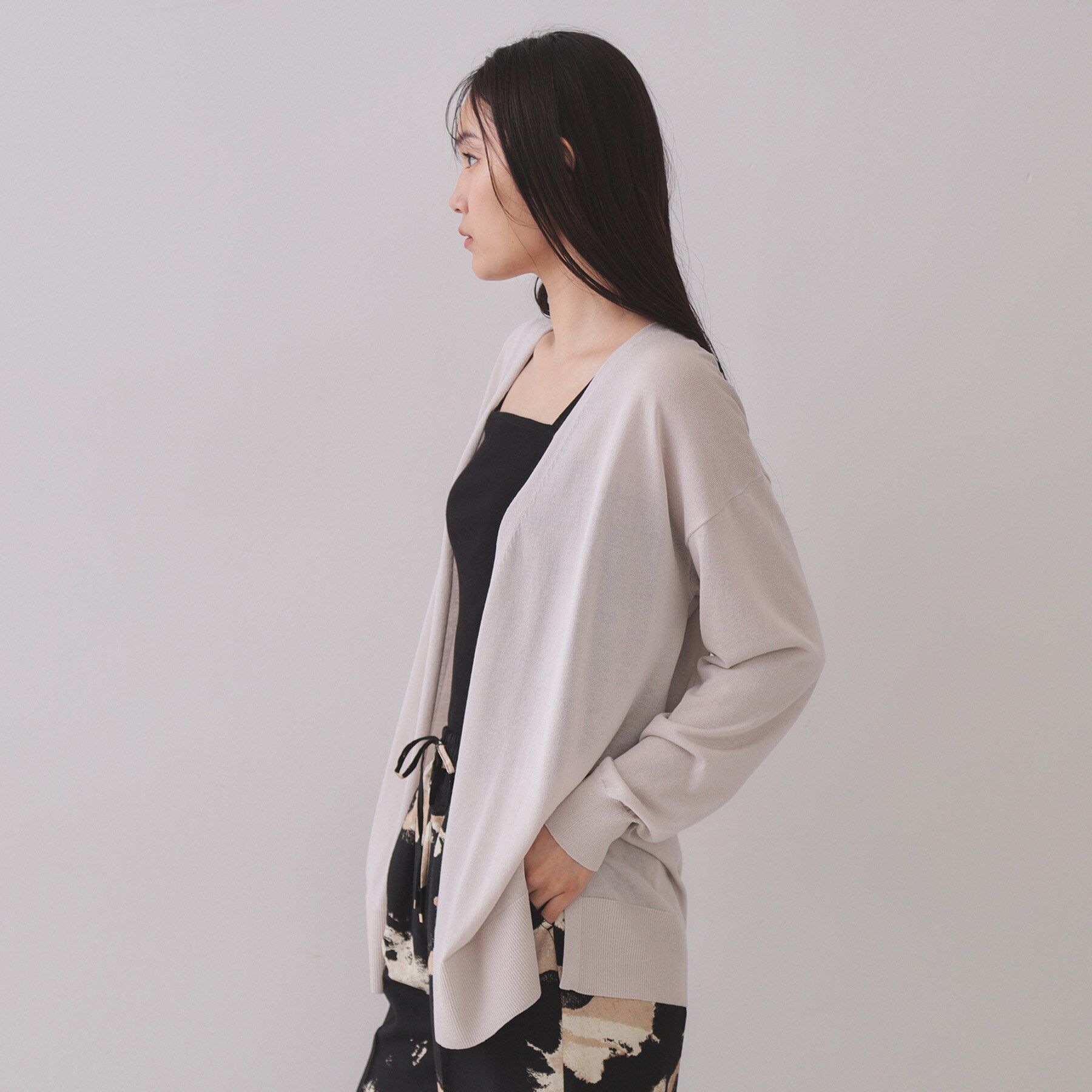 OPAQUE.CLIP「ミドル丈ニットカーディガン【抗ピル/洗濯機洗い可/接触冷感】」|カーディガン|