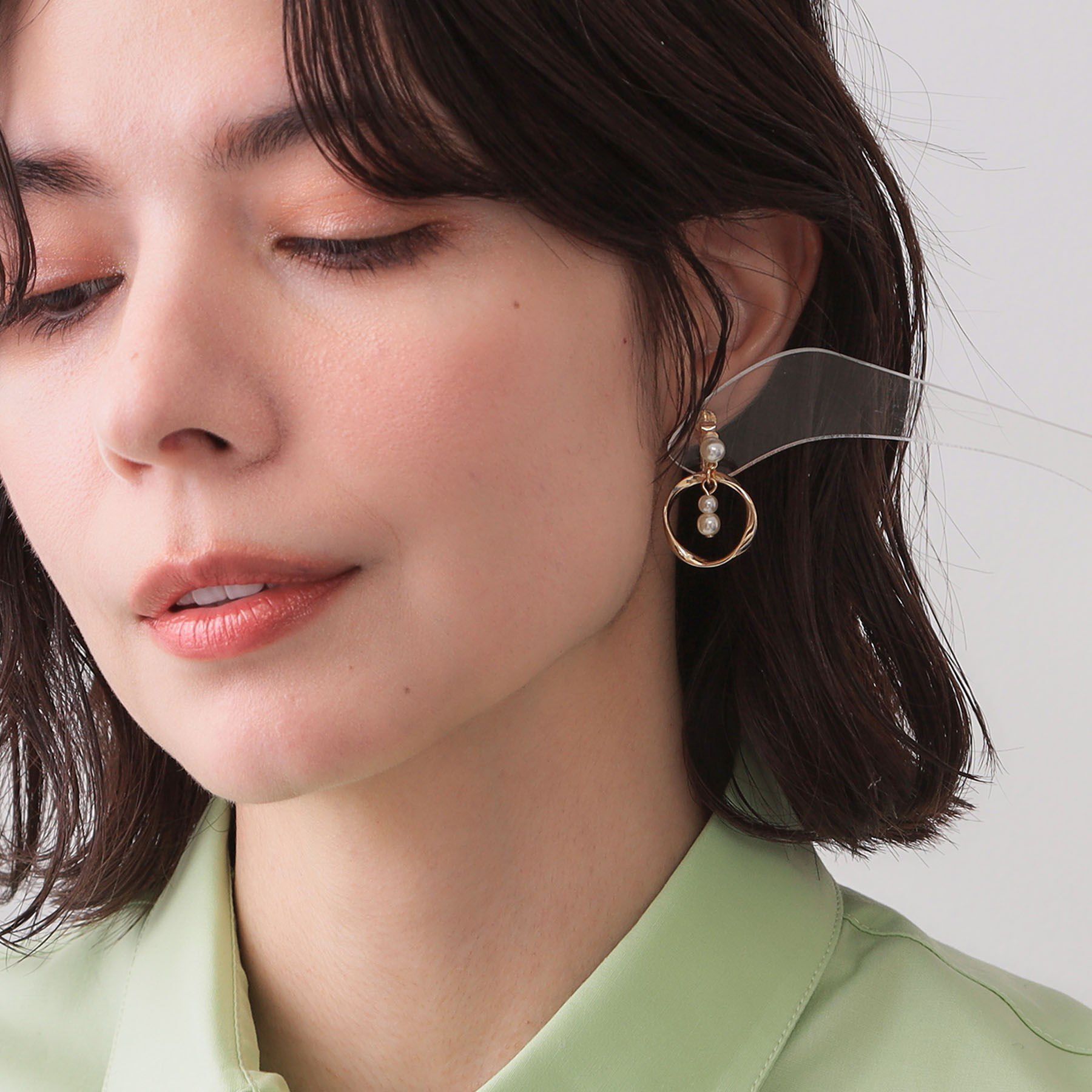 OPAQUE.CLIP「フェイクパール&times;リングメタル イヤリング」|イヤリング|