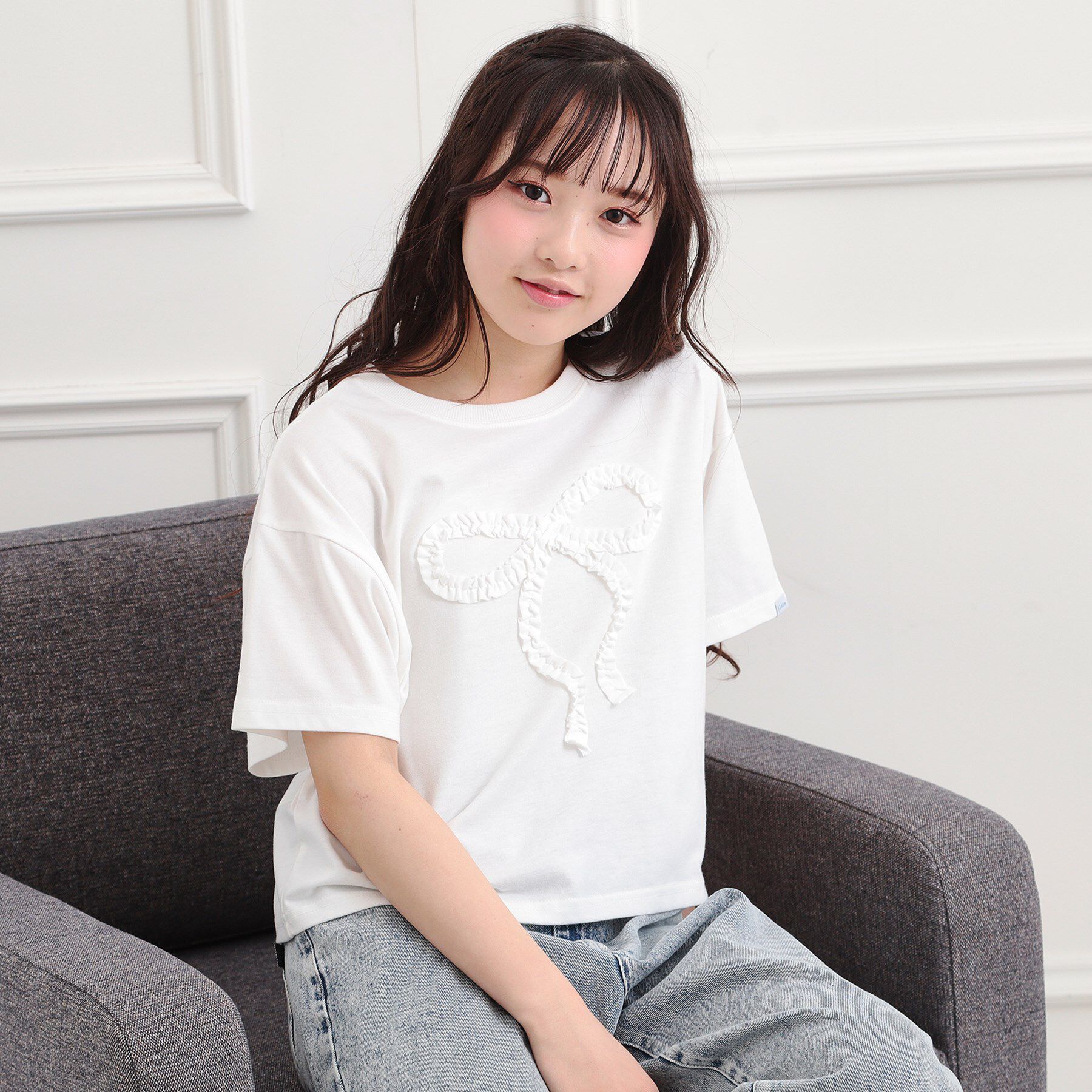 PINK-latte「フリルリボンTシャツ」|Tシャツ・カットソー|オフホワイト(003