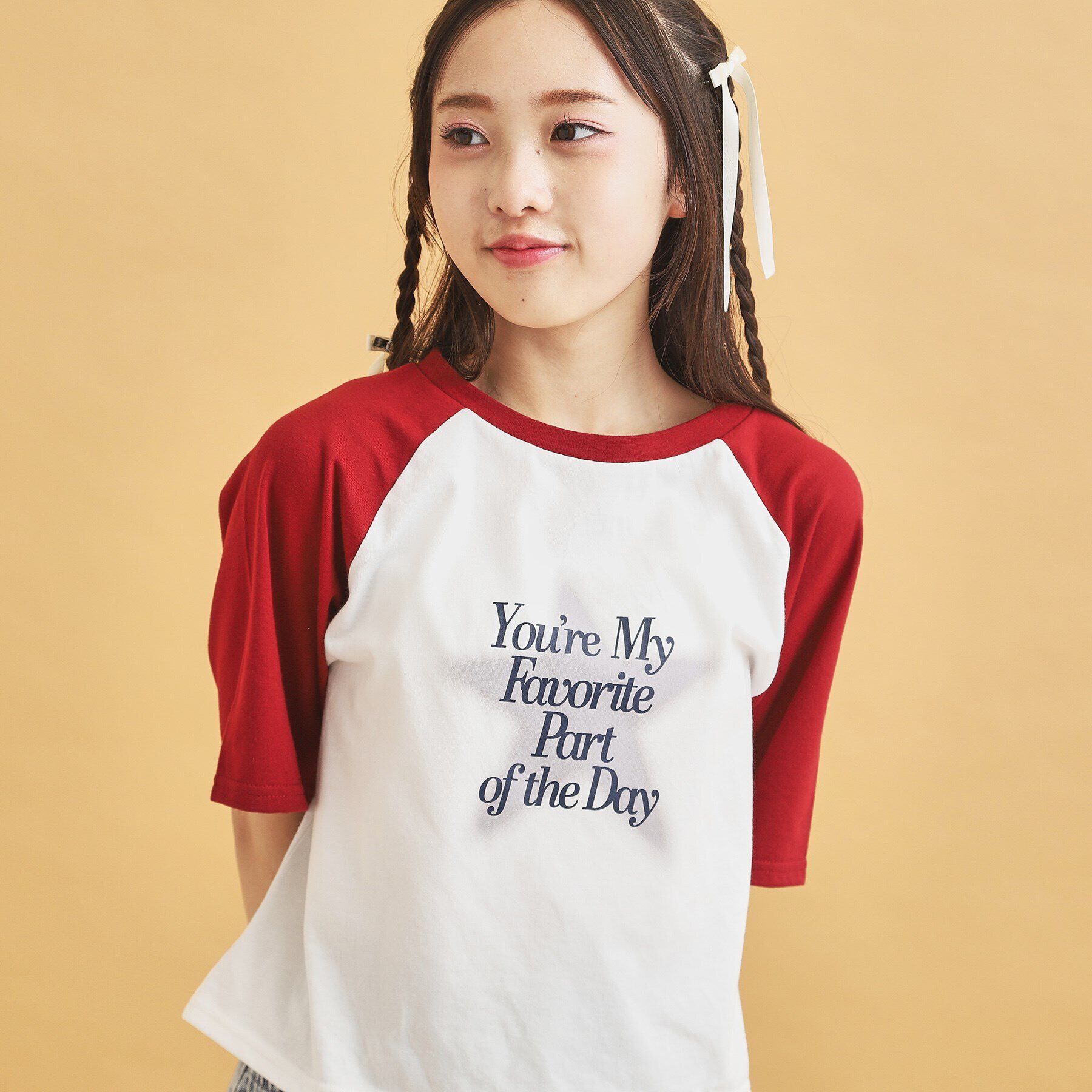 PINK-latte「スプレー星ラグランTシャツ」|Tシャツ・カットソー|