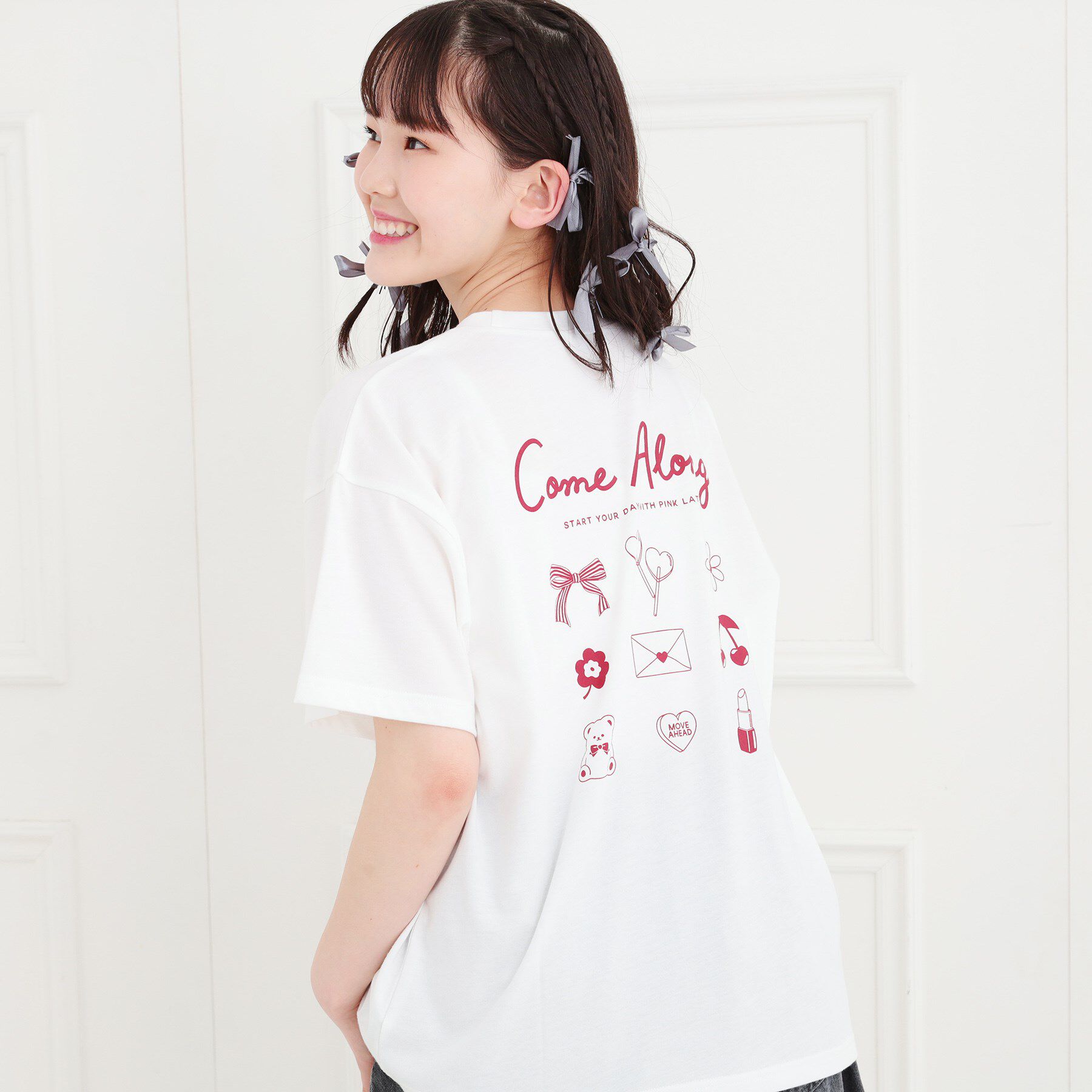 PINK-latte「バックプリントTシャツ」|Tシャツ・カットソー|オフホワイト(003