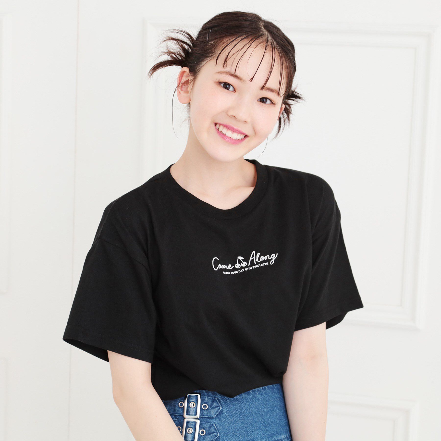 PINK-latte「バックプリントTシャツ」|Tシャツ・カットソー|ブラック(019)