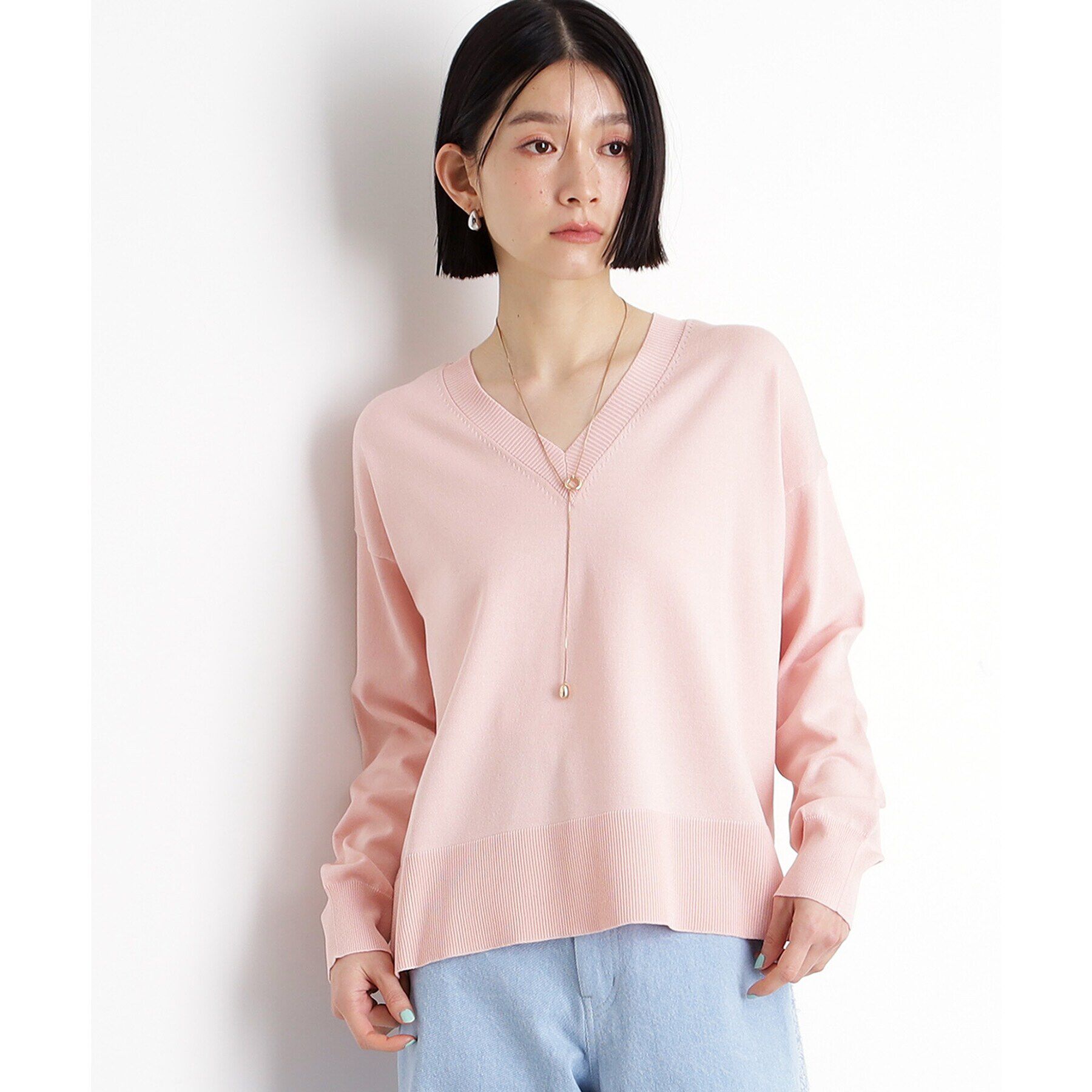 THE SHOP TK「【毛玉になりにくい】さらっとキレイVネックニット/洗濯機OK」|ニット・セーター|