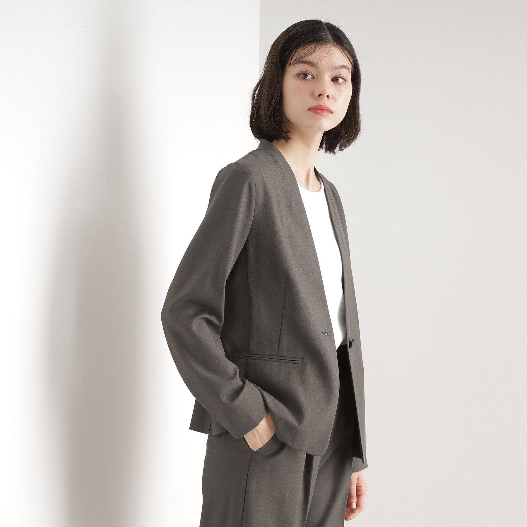 THE SHOP TK「【セットアップ可】ノーカラージャケット」|ノーカラージャケット|