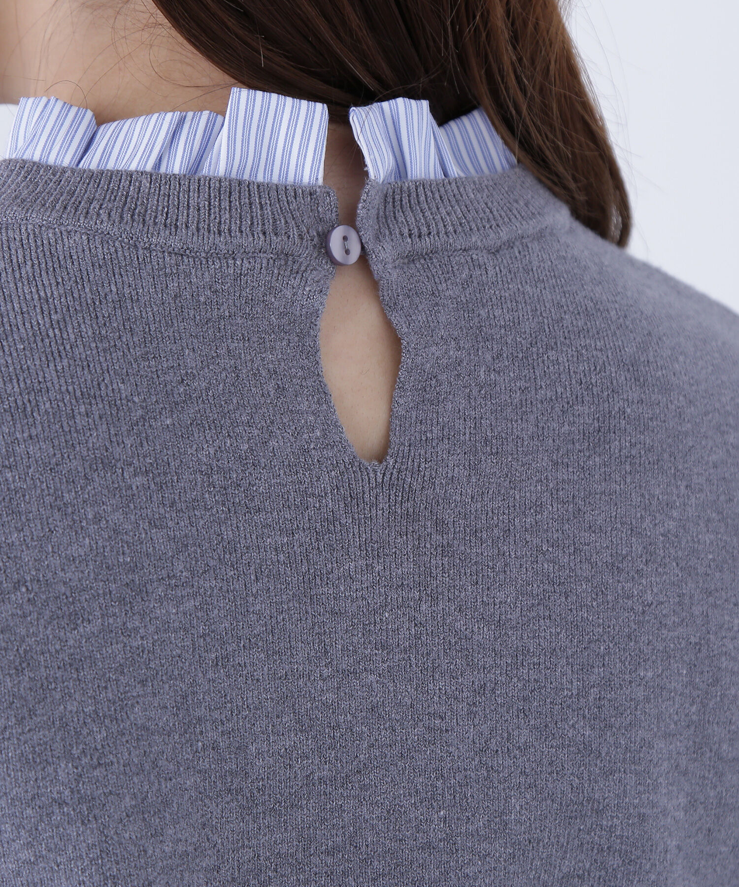  「ストライプフリルネックニット」|ニット・セーター|