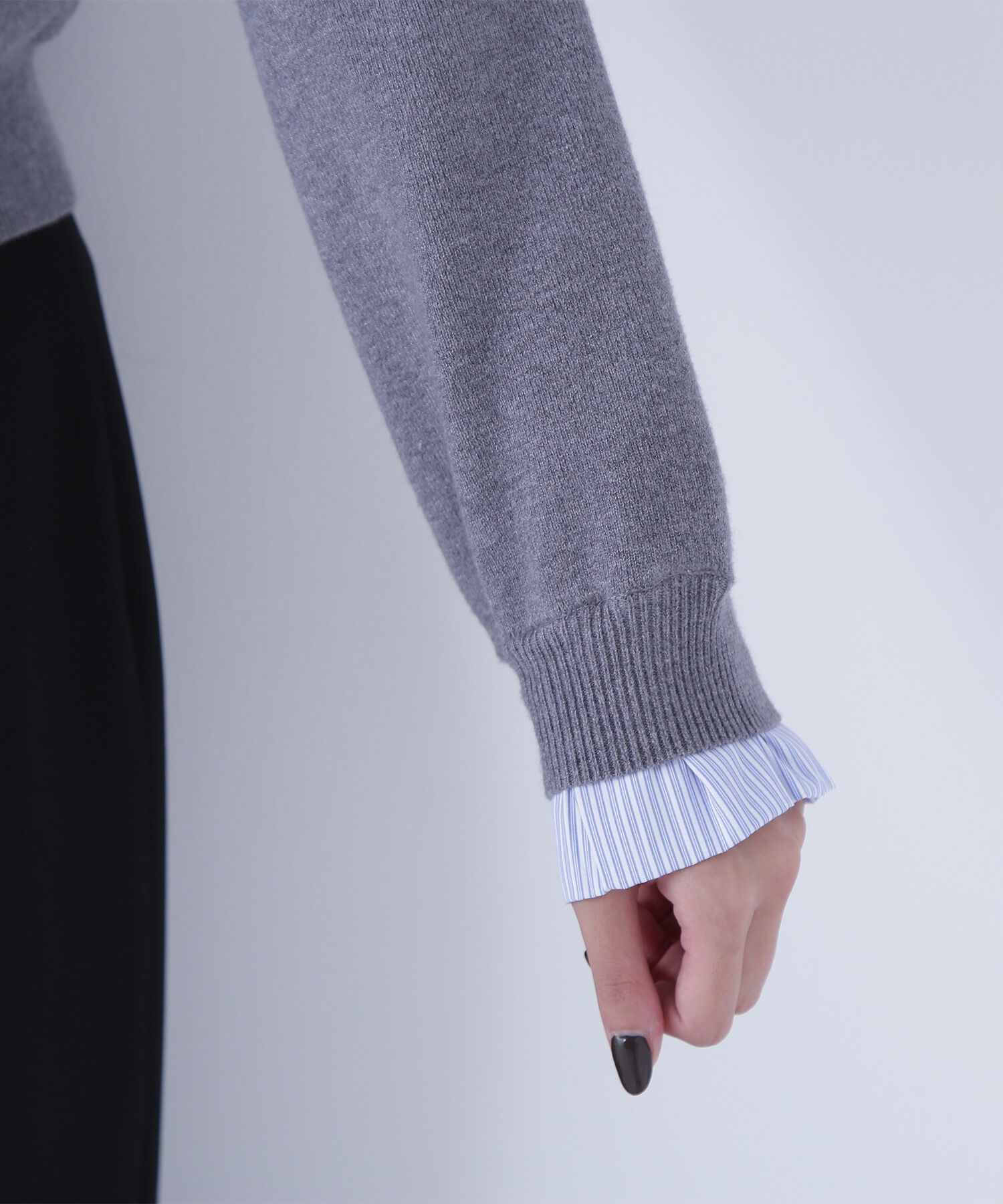  「ストライプフリルネックニット」|ニット・セーター|