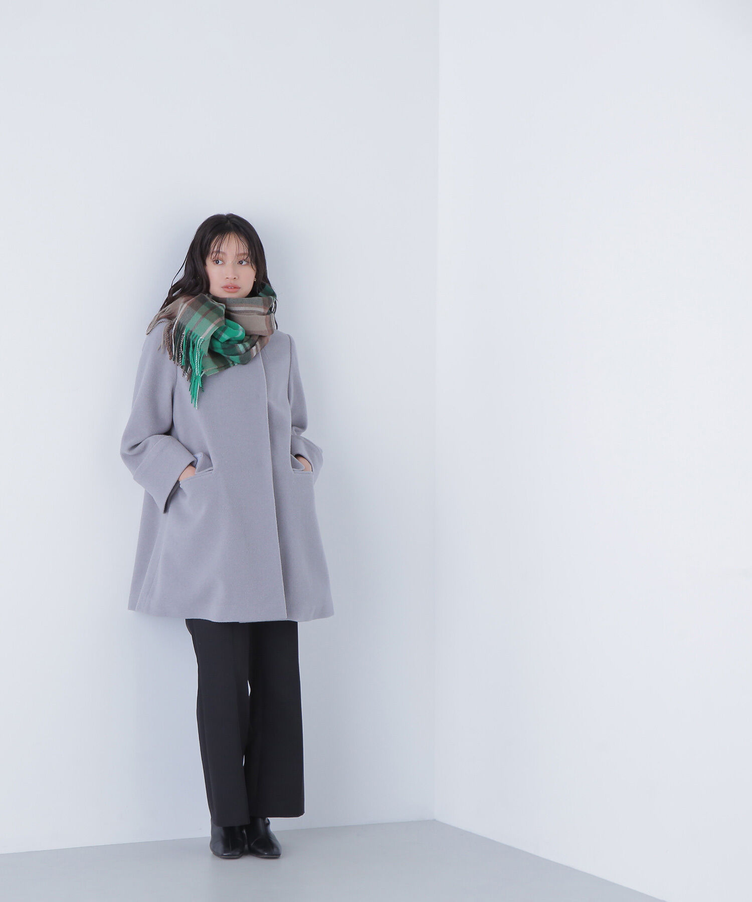  「ノーカラーミドルコート」|ブルゾン・スタジャン|