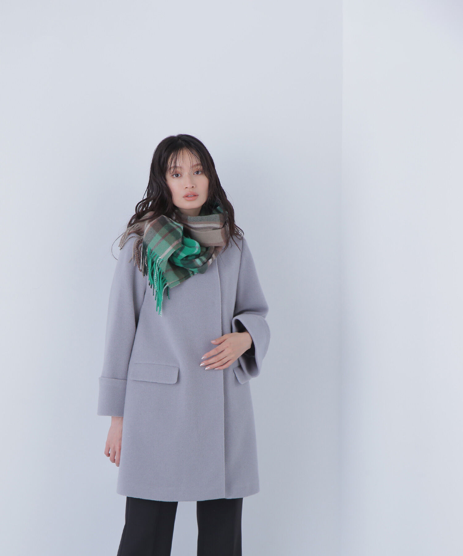  「ノーカラーミドルコート」|ブルゾン・スタジャン|