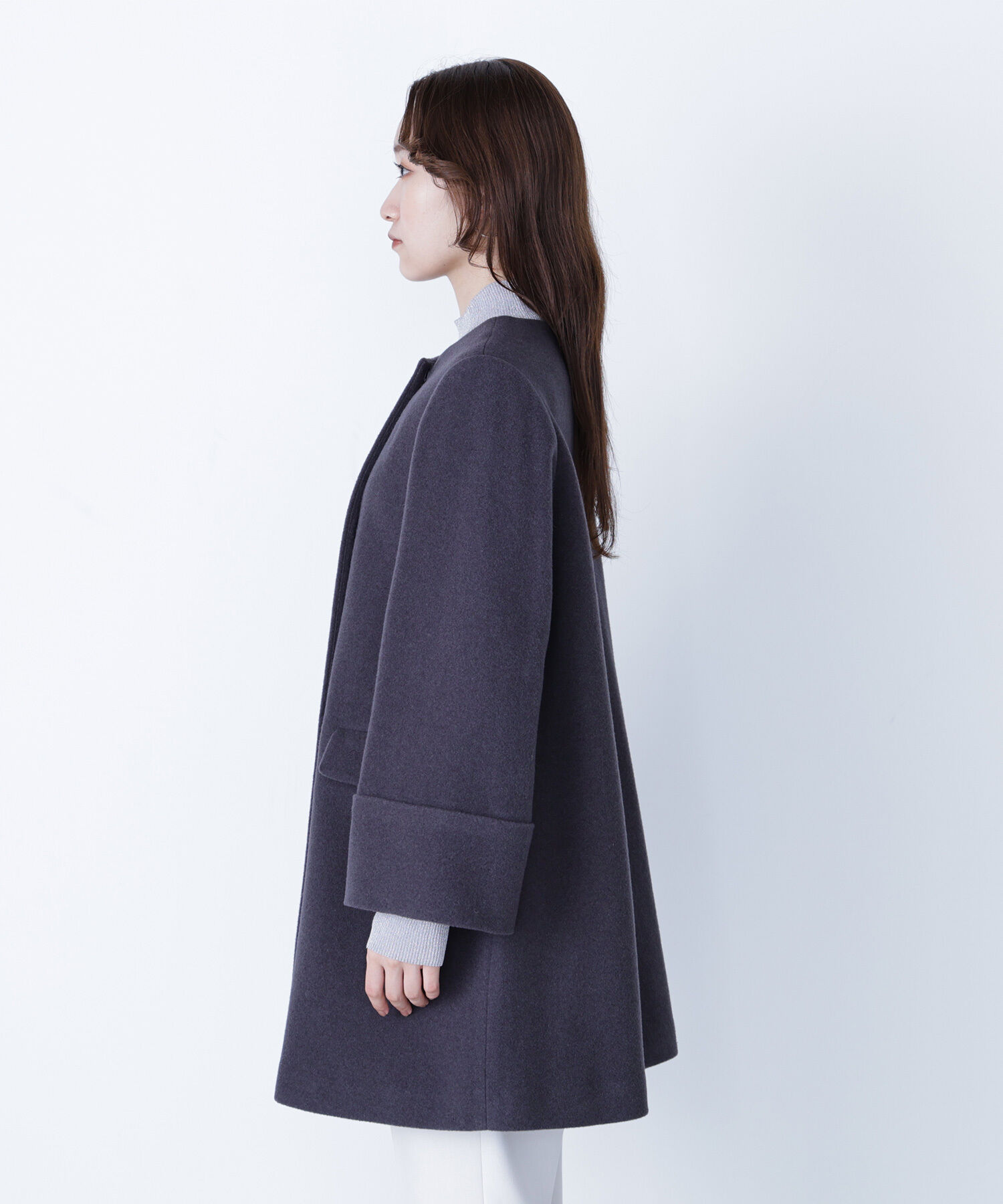  「ノーカラーミドルコート」|ブルゾン・スタジャン|