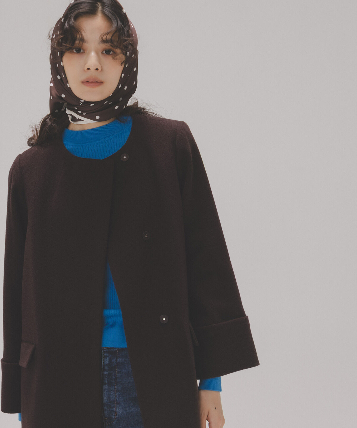  「ノーカラーミドルコート」|ブルゾン・スタジャン|