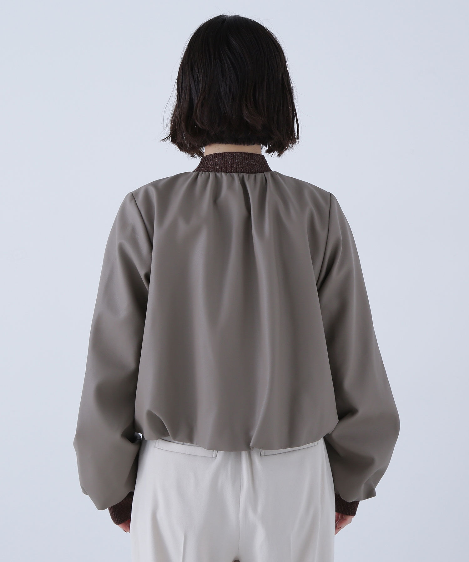  「フェイクレザーギャザーブルゾン」|ブルゾン・スタジャン|