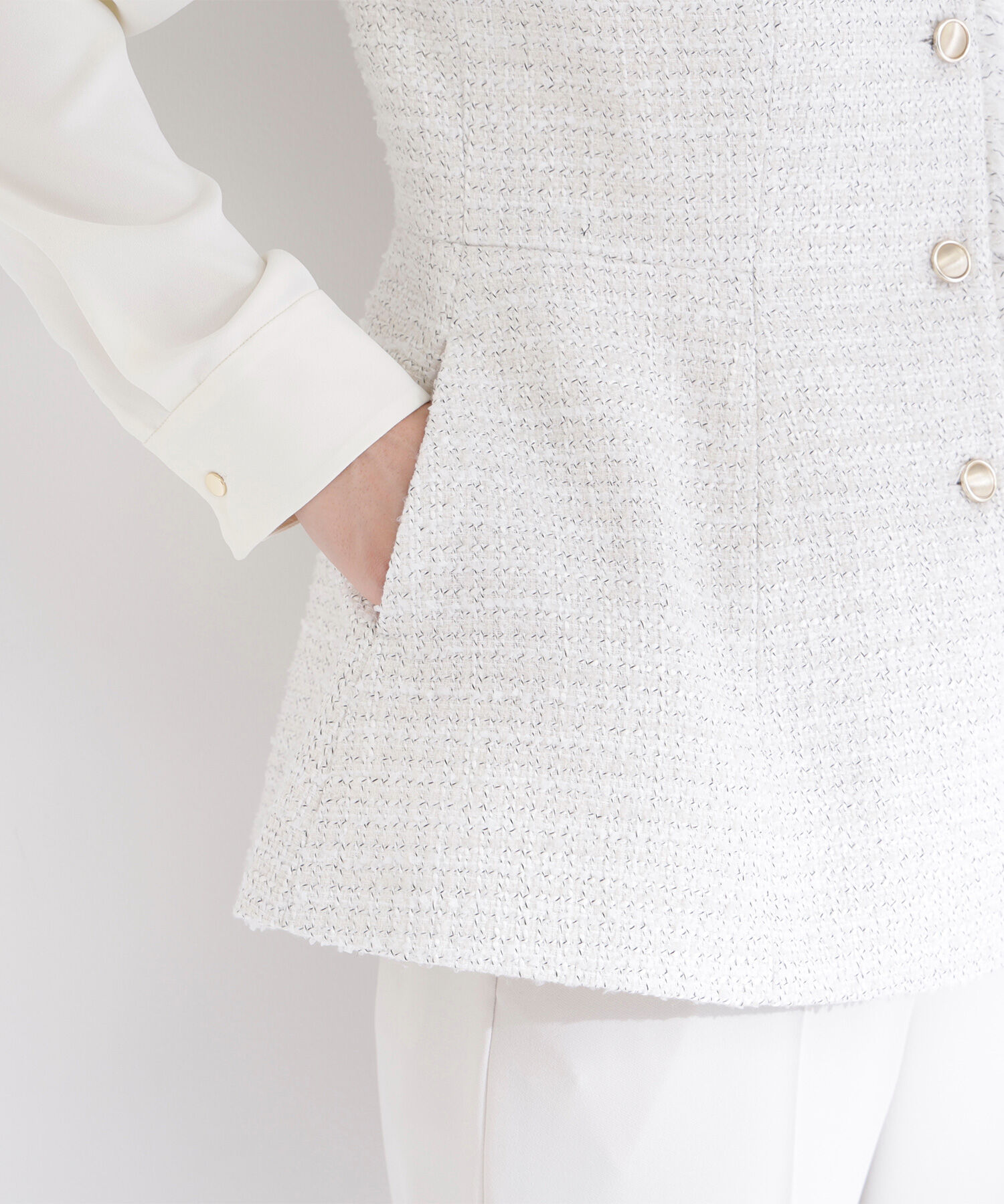  「ツイードシリーズ ペプラムジレ」|ブルゾン・スタジャン|