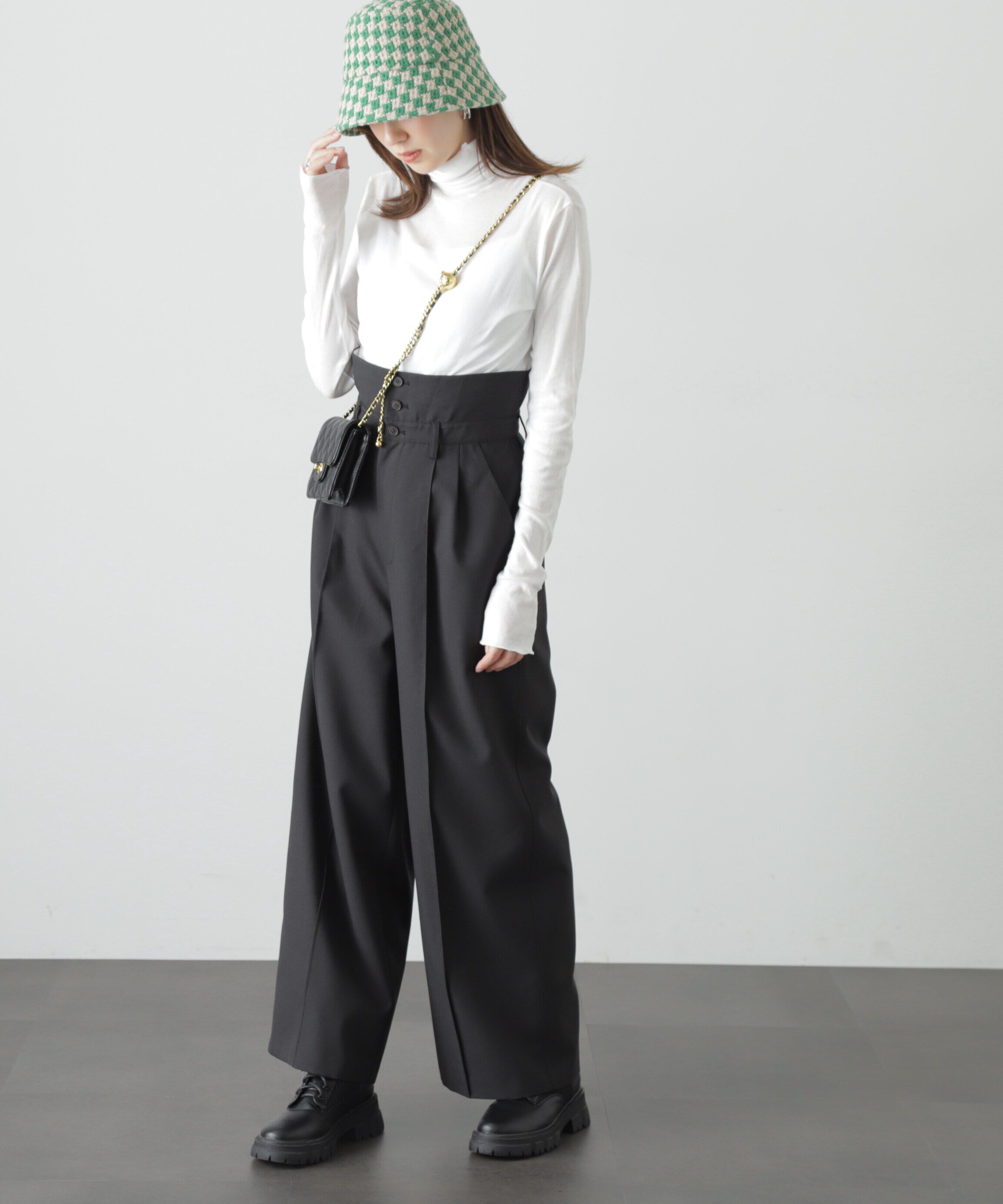  「チェッカー柄ダウンブリムバケット」|ソックス|