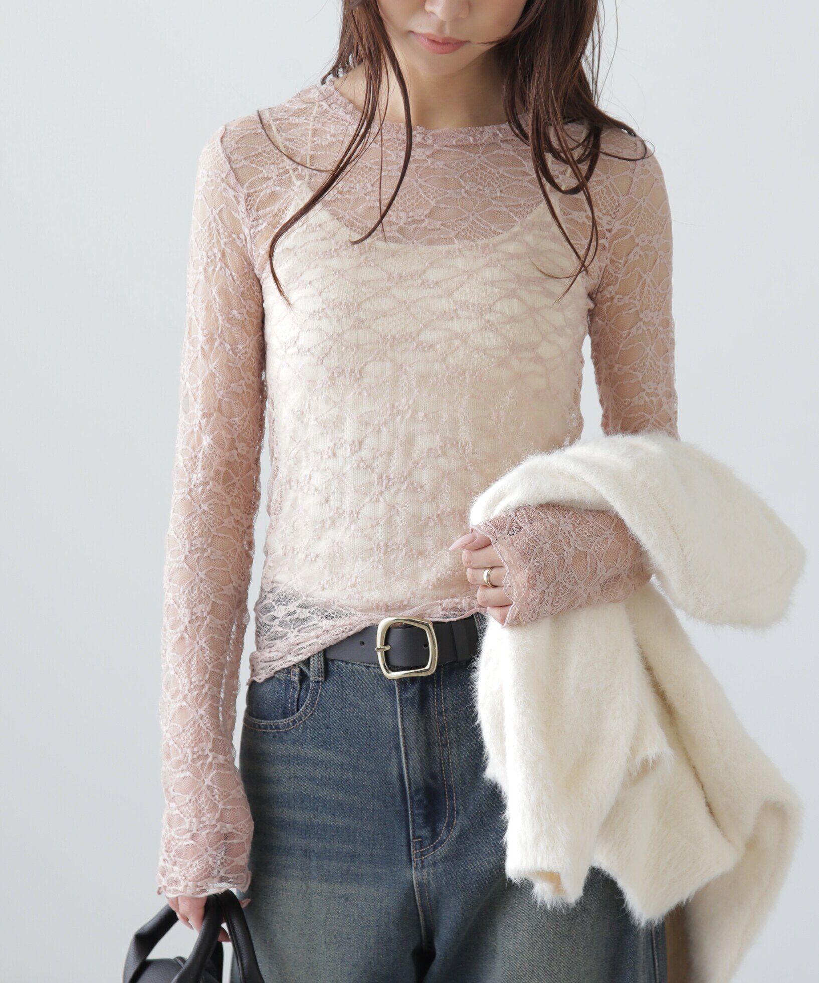  「レーストップス」|Tシャツ・カットソー|ピンク