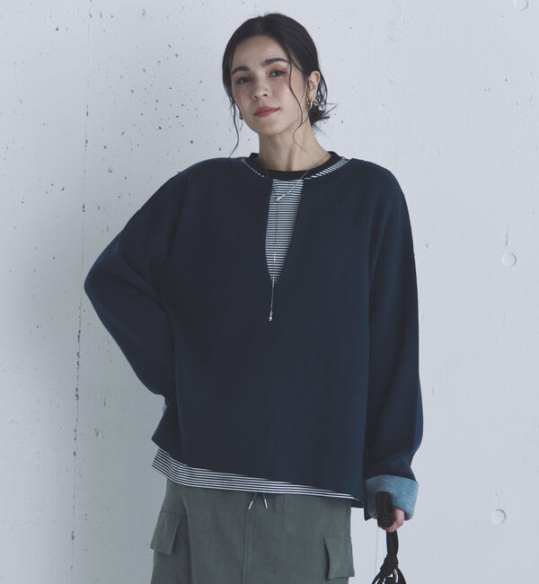 Doux archives「Ｖネック配色ニットプルオーバー」|ニット・セーター|