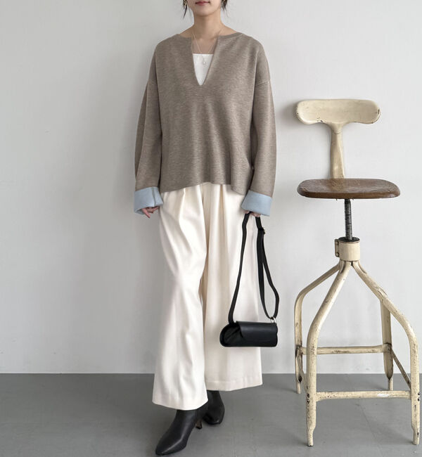 Doux archives「Ｖネック配色ニットプルオーバー」|ニット・セーター|