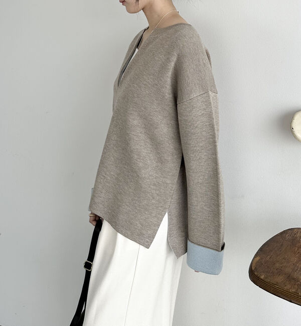 Doux archives「Ｖネック配色ニットプルオーバー」|ニット・セーター|