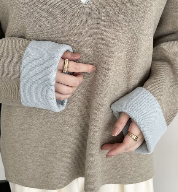 Doux archives「Ｖネック配色ニットプルオーバー」|ニット・セーター|