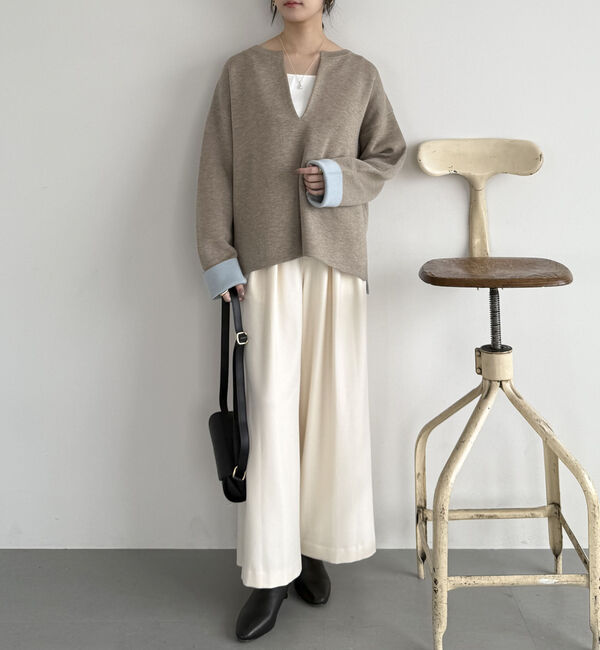 Doux archives「Ｖネック配色ニットプルオーバー」|ニット・セーター|