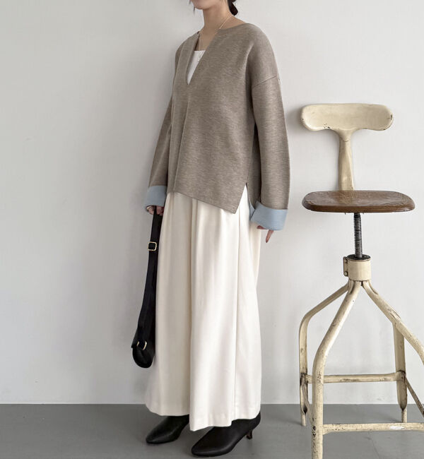 Doux archives「Ｖネック配色ニットプルオーバー」|ニット・セーター|