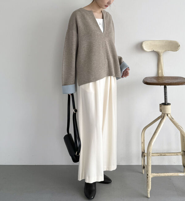 Doux archives「Ｖネック配色ニットプルオーバー」|ニット・セーター|
