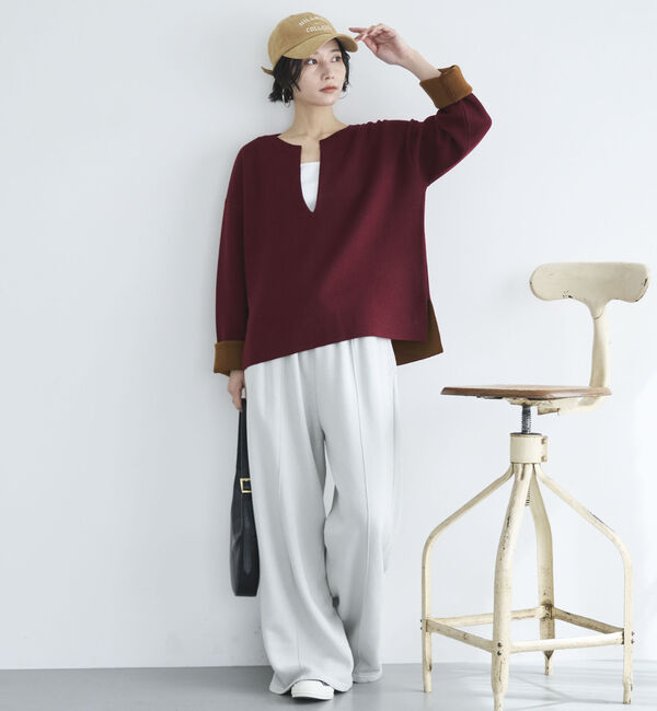 Doux archives「Ｖネック配色ニットプルオーバー」|ニット・セーター|