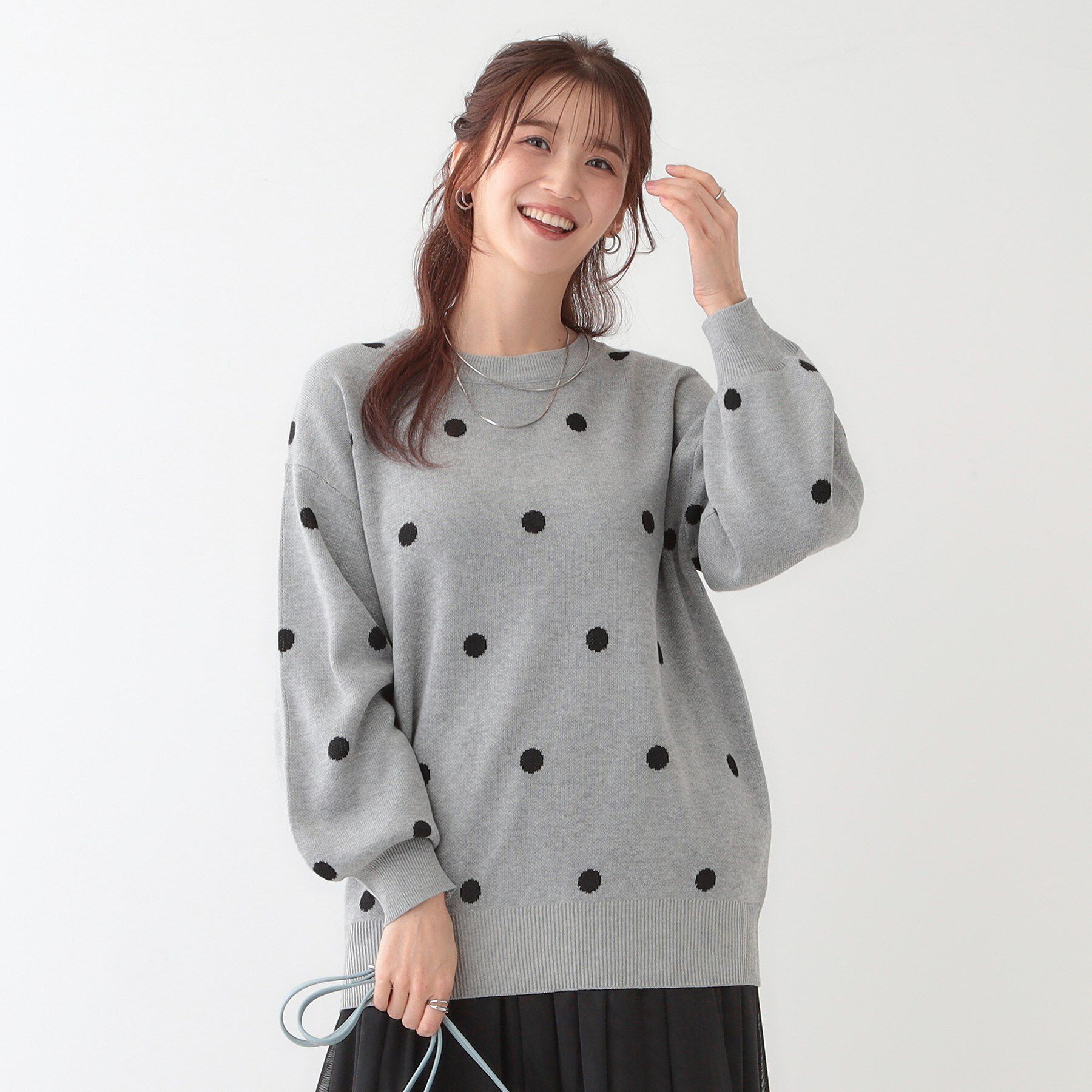 SHOO･LA･RUE「【S-LL】ドット柄が目を惹く ゆったりニット」|ニット・セーター|