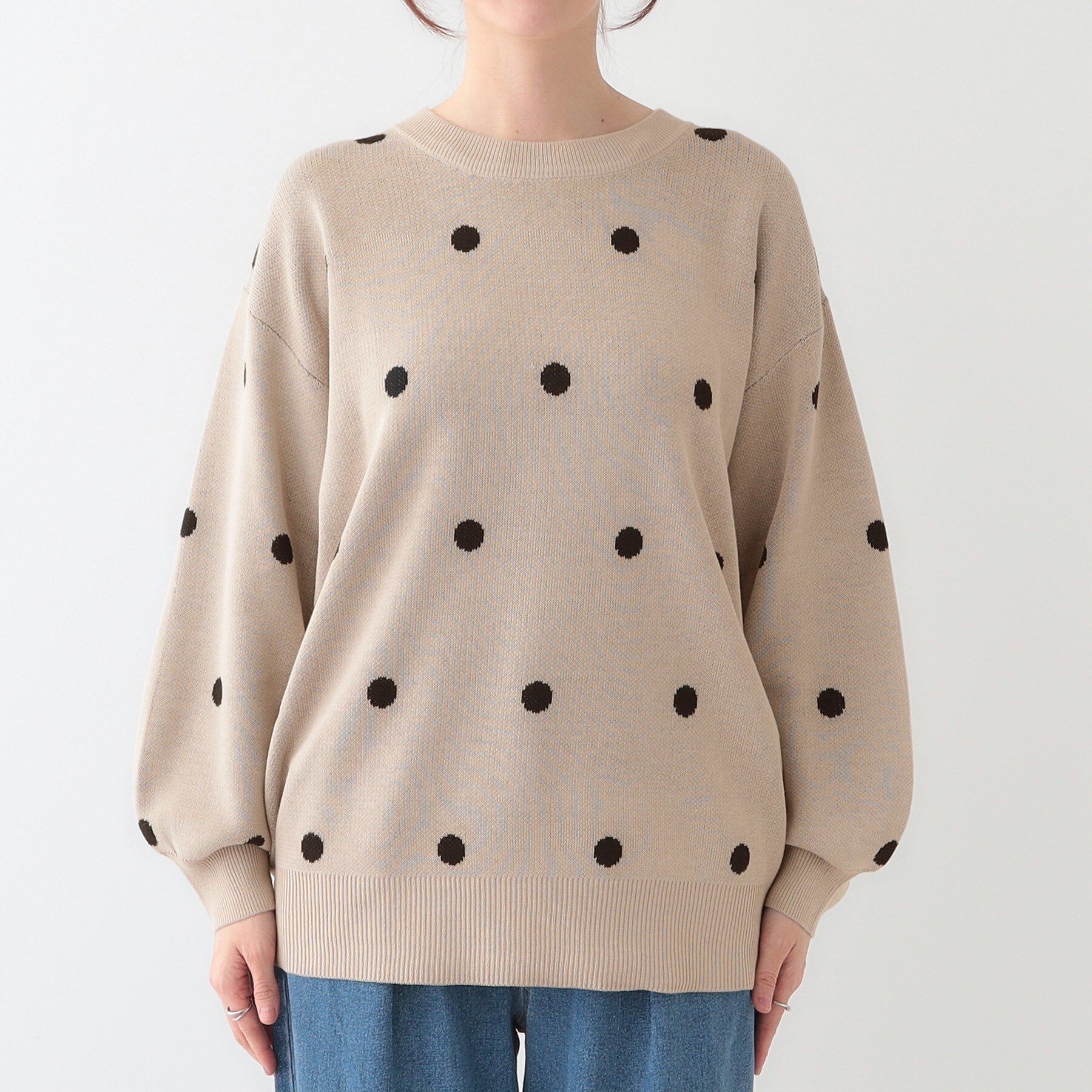 SHOO･LA･RUE「【S-LL】ドット柄が目を惹く ゆったりニット」|ニット・セーター|
