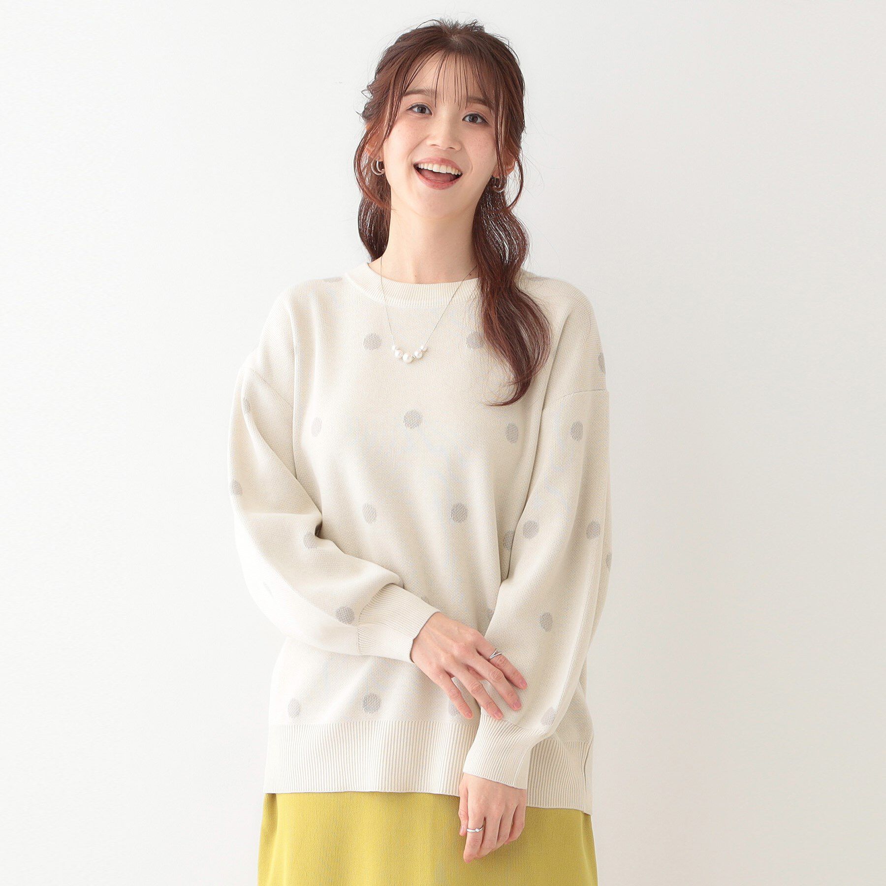 SHOO･LA･RUE「【S-LL】ドット柄が目を惹く ゆったりニット」|ニット・セーター|