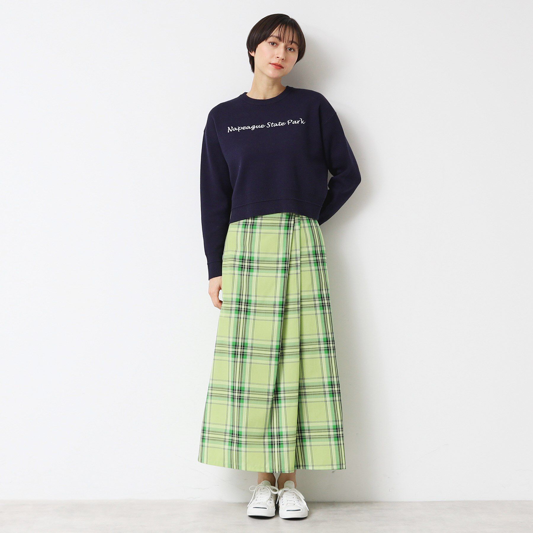 Dessin「【後ろゴム・洗える・4サイズ展開】映えチェック柄タック入りスカート（XS～L）」|スカート|