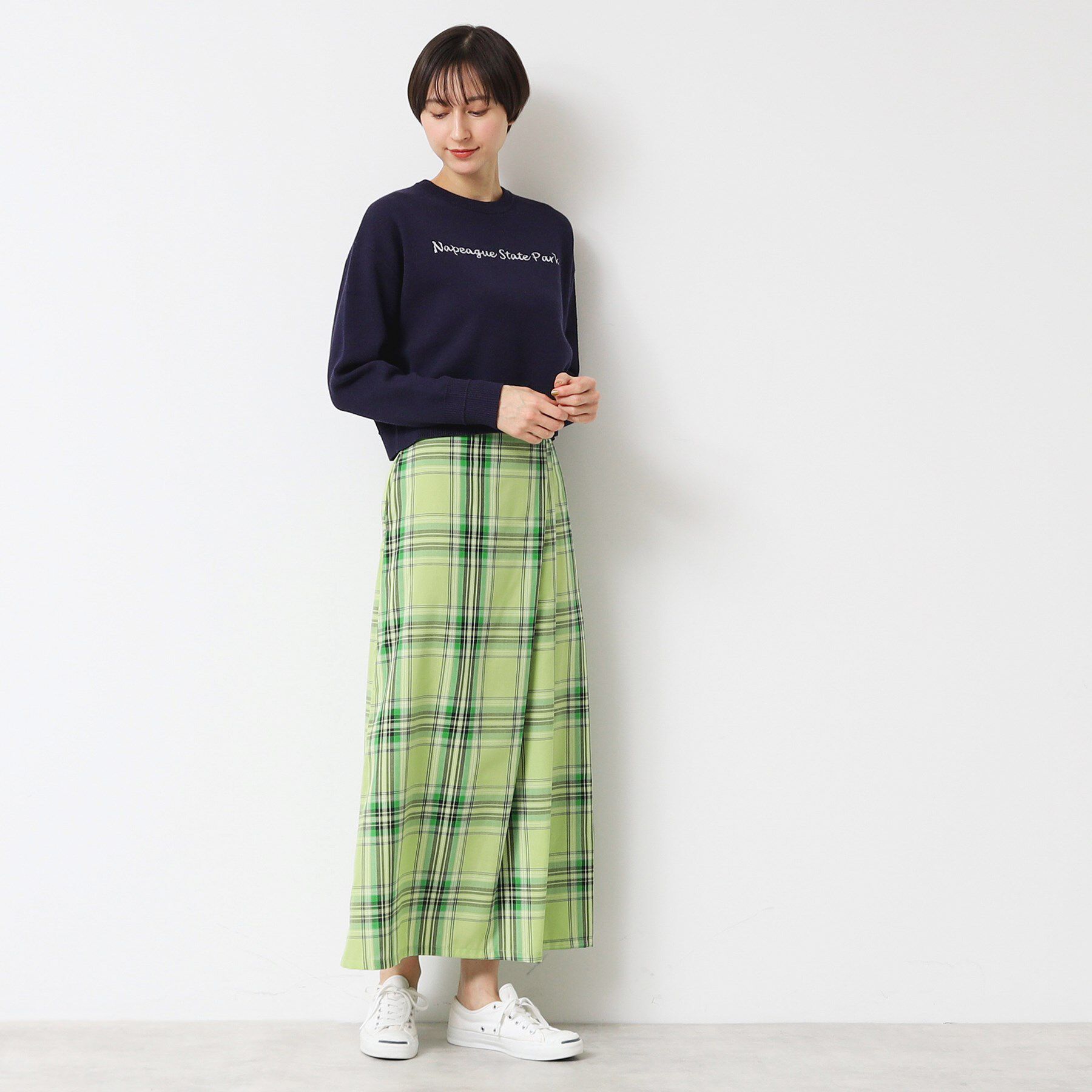 Dessin「【後ろゴム・洗える・4サイズ展開】映えチェック柄タック入りスカート（XS～L）」|スカート|