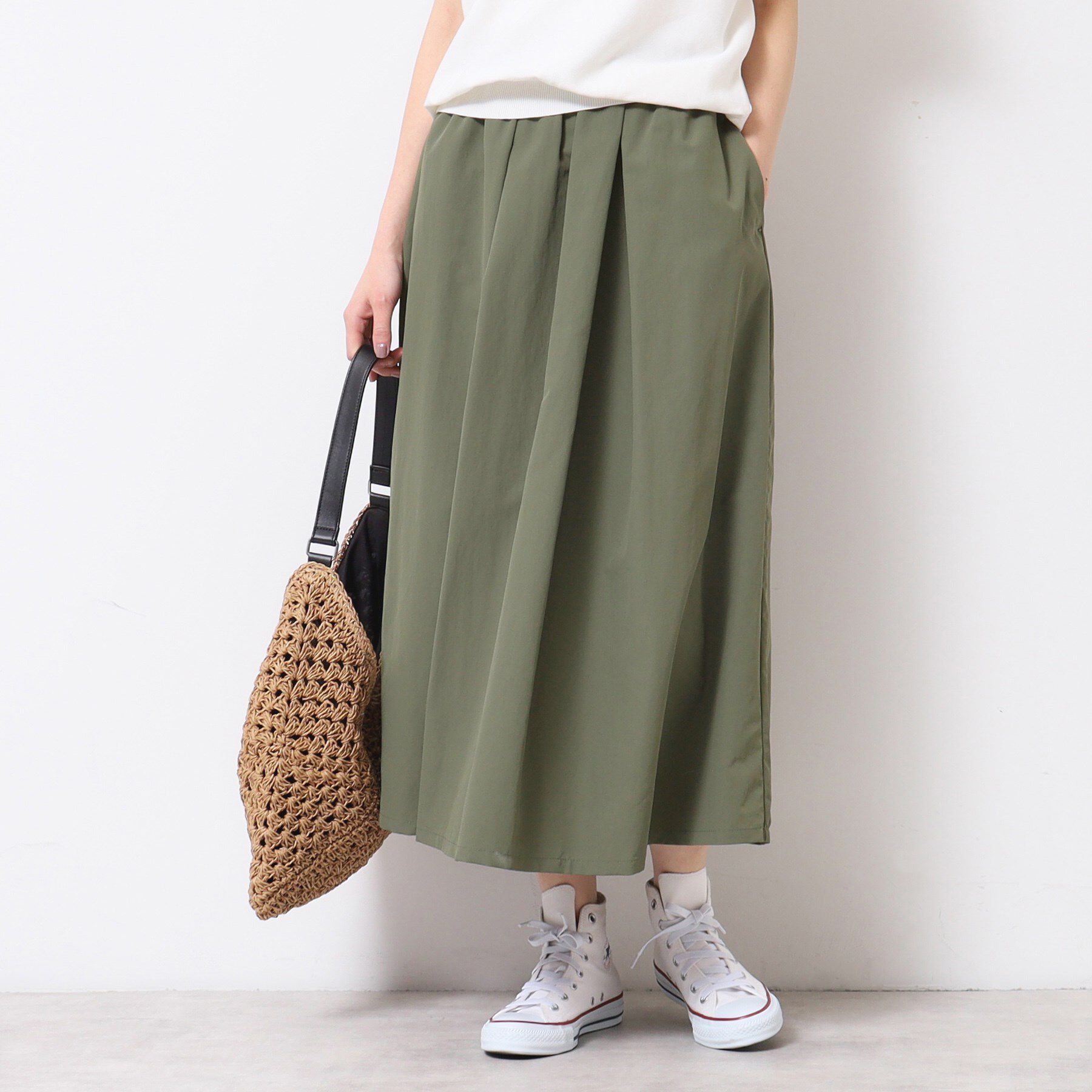 Dessin「【ウエストゴム・洗える】ナイロンフレアスカート」|スカート|