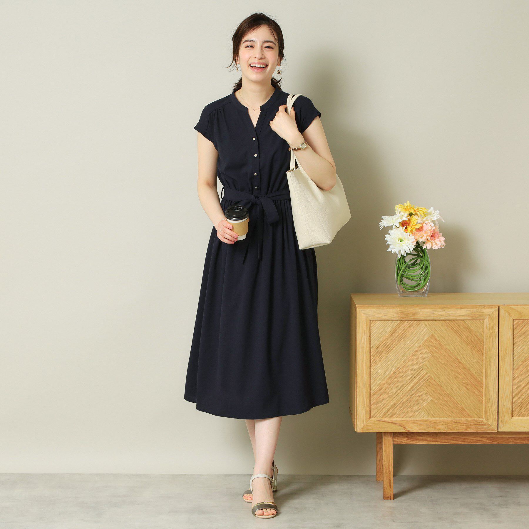 ITS&rsquo;DEMO「【UVケア／吸水速乾／洗濯機OK／洗濯後しわになりにくい】麻調合繊ワンピース＜ラク服シリーズ＞」|ワンピース|