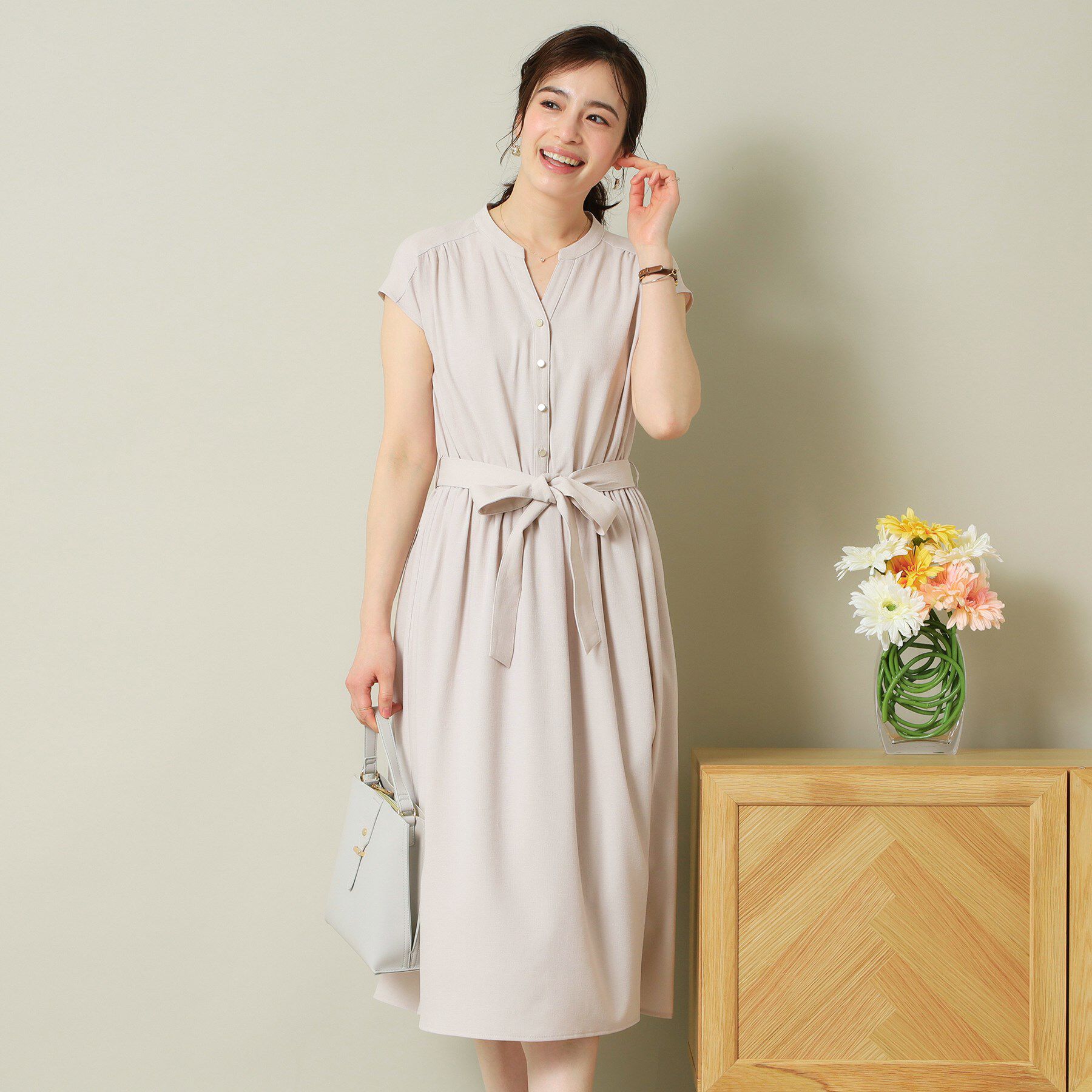ITS&rsquo;DEMO「【UVケア／吸水速乾／洗濯機OK／洗濯後しわになりにくい】麻調合繊ワンピース＜ラク服シリーズ＞」|ワンピース|