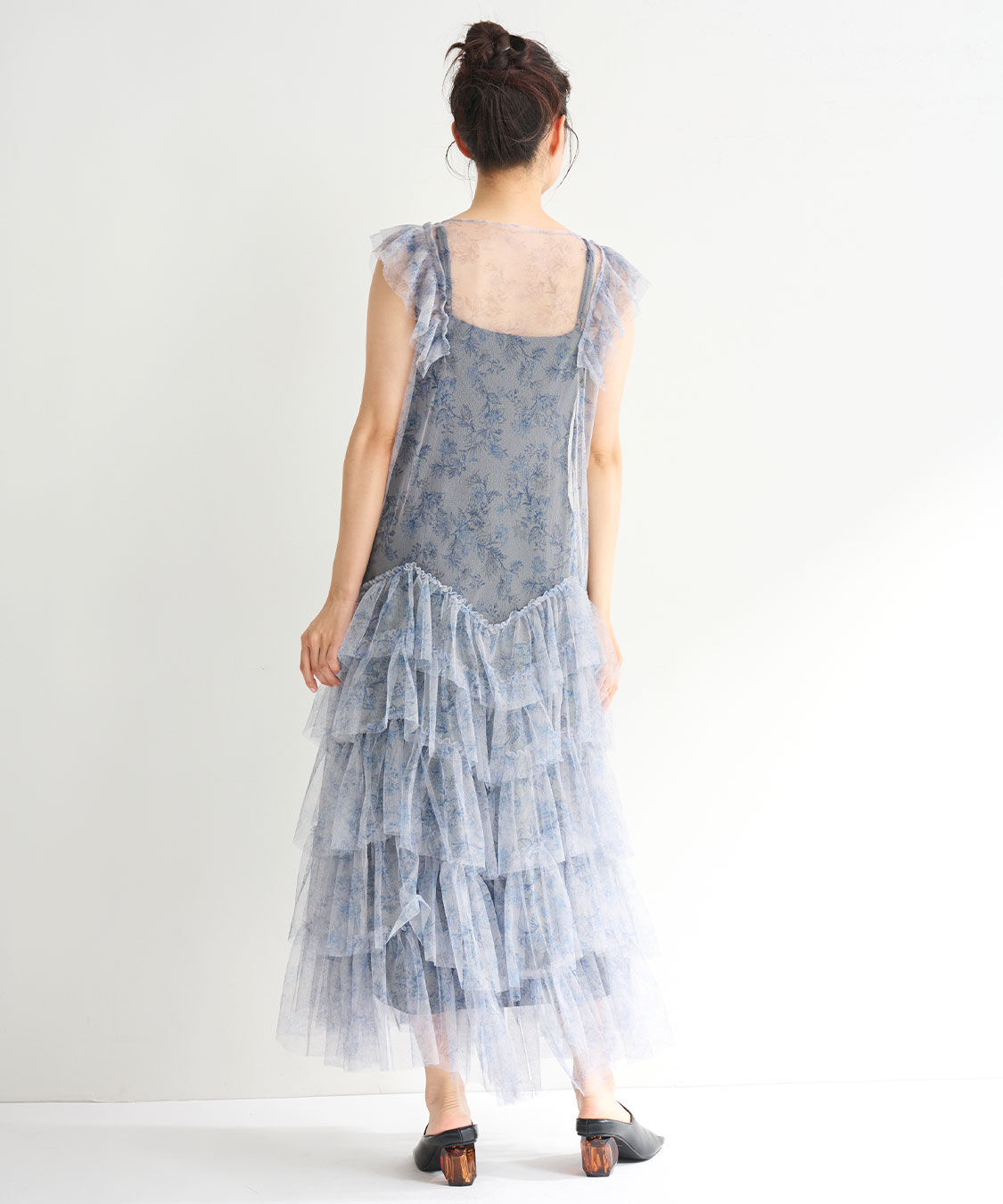 COCO DEAL「ラインフラワーチュールフリルワンピース」|ワンピース|