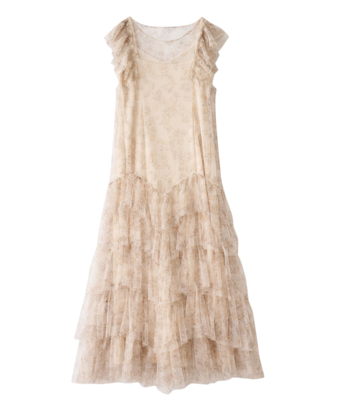 COCO DEAL「ラインフラワーチュールフリルワンピース」|ワンピース|