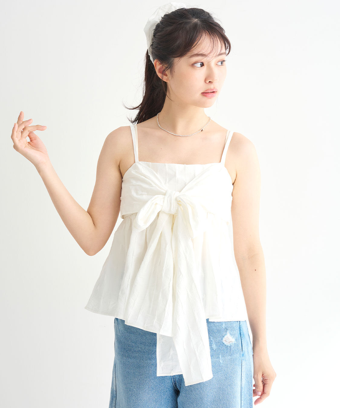 COCO DEAL「リボンペプラムジャカードキャミブラウス」|シャツ・ブラウス|