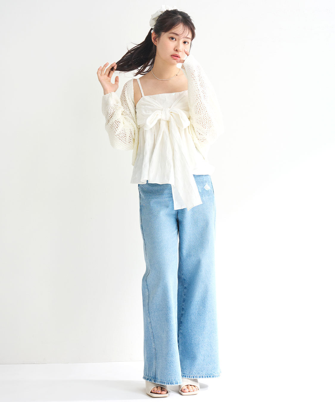 COCO DEAL「リボンペプラムジャカードキャミブラウス」|シャツ・ブラウス|