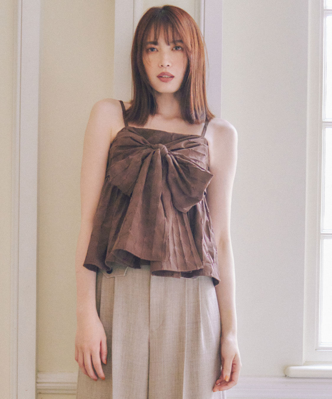 COCO DEAL「リボンペプラムジャカードキャミブラウス」|シャツ・ブラウス|