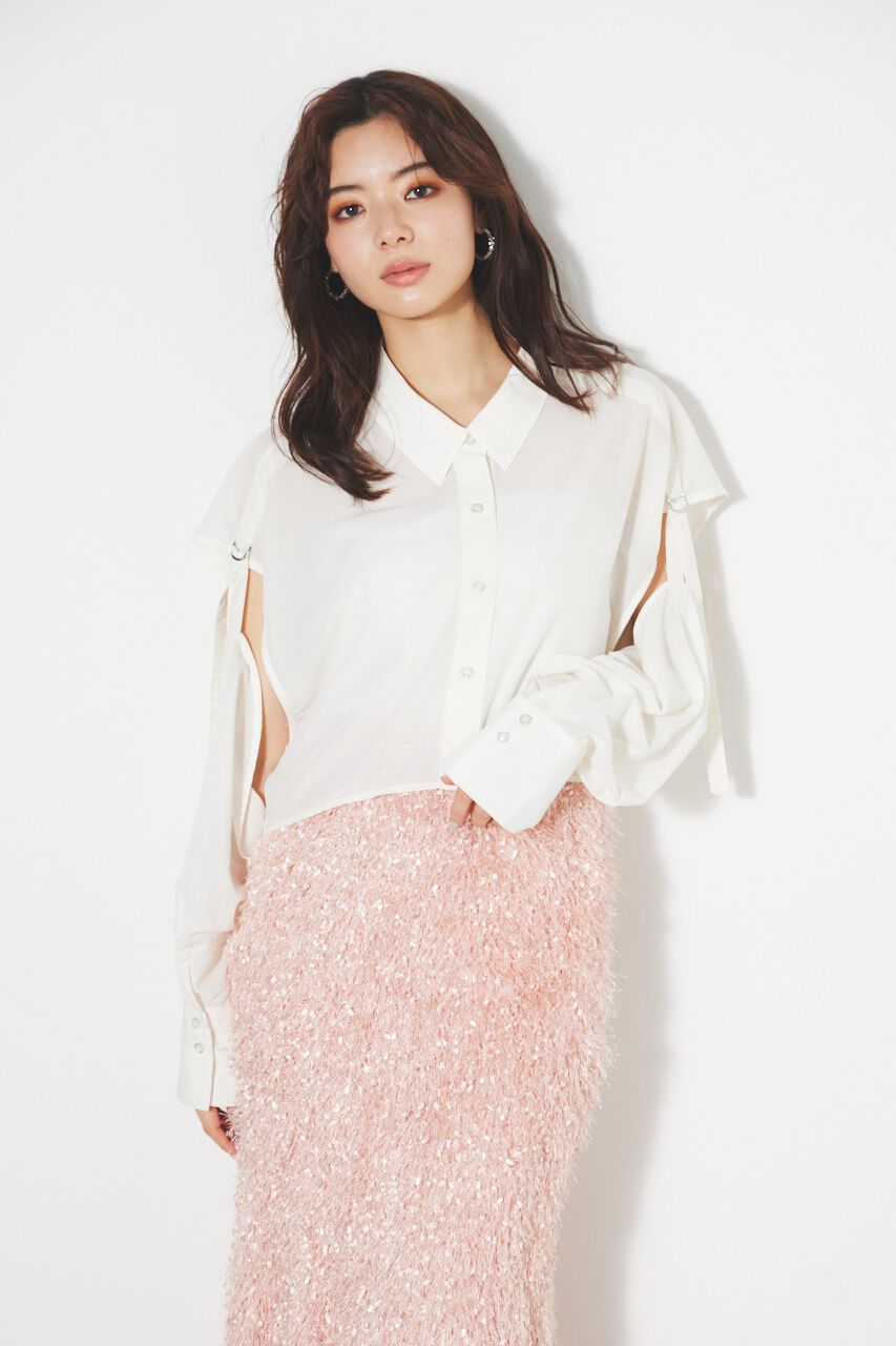 rienda「クロップドSH TOP」|シャツ・ブラウス|