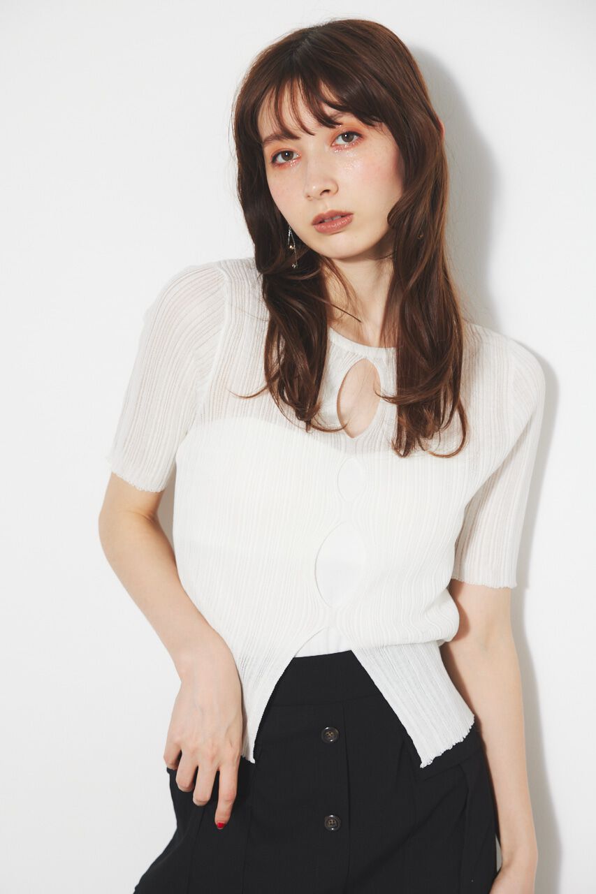 rienda「スリットデザイン2WAY TOP」|ニット・セーター|WHT