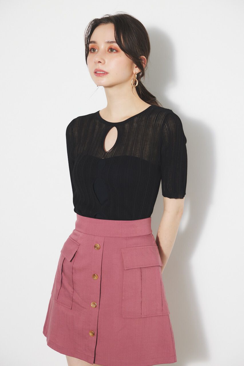 rienda「スリットデザイン2WAY TOP」|ニット・セーター|