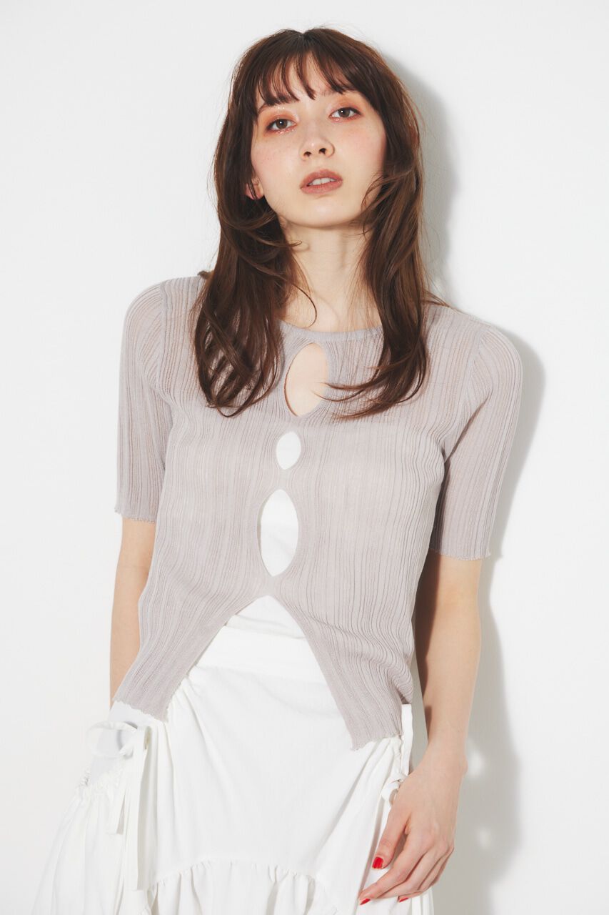 rienda「スリットデザイン2WAY TOP」|ニット・セーター|BEG