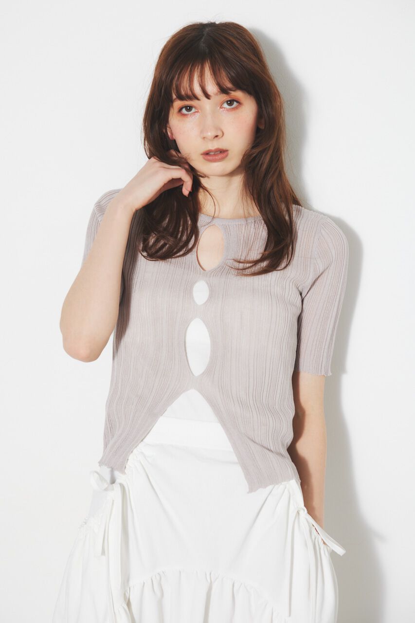rienda「スリットデザイン2WAY TOP」|ニット・セーター|