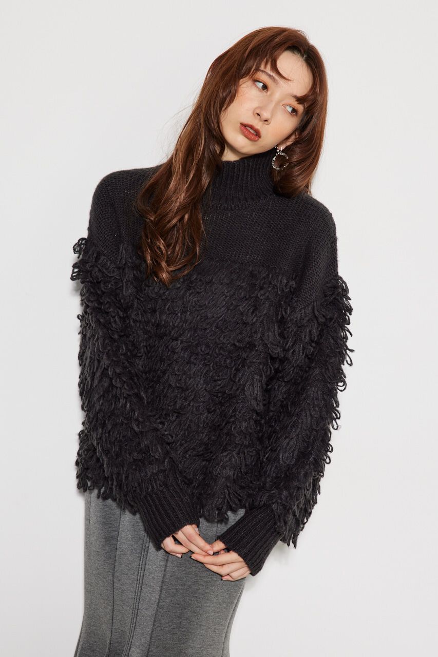 rienda「フリンジコンビKnit TOP」|ニット・セーター|