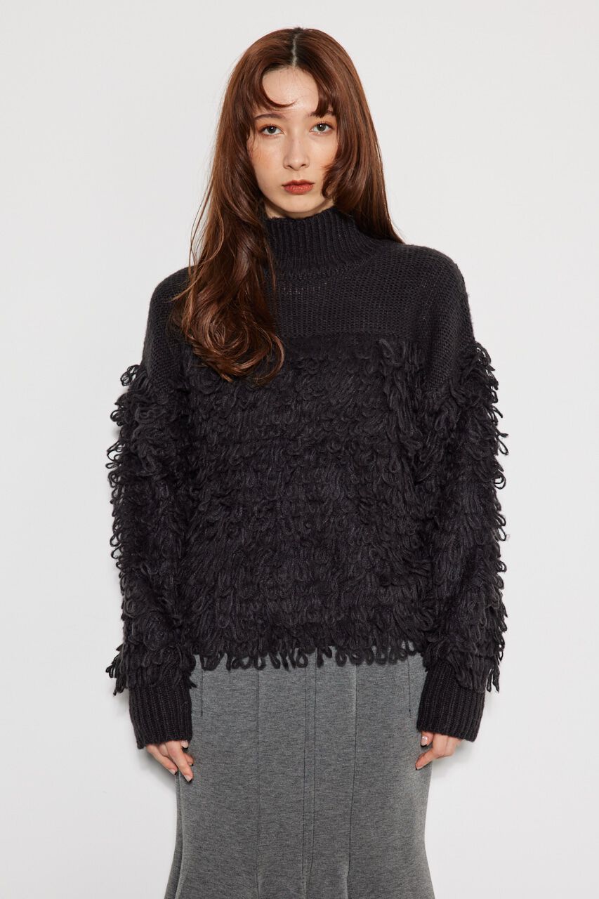 rienda「フリンジコンビKnit TOP」|ニット・セーター|