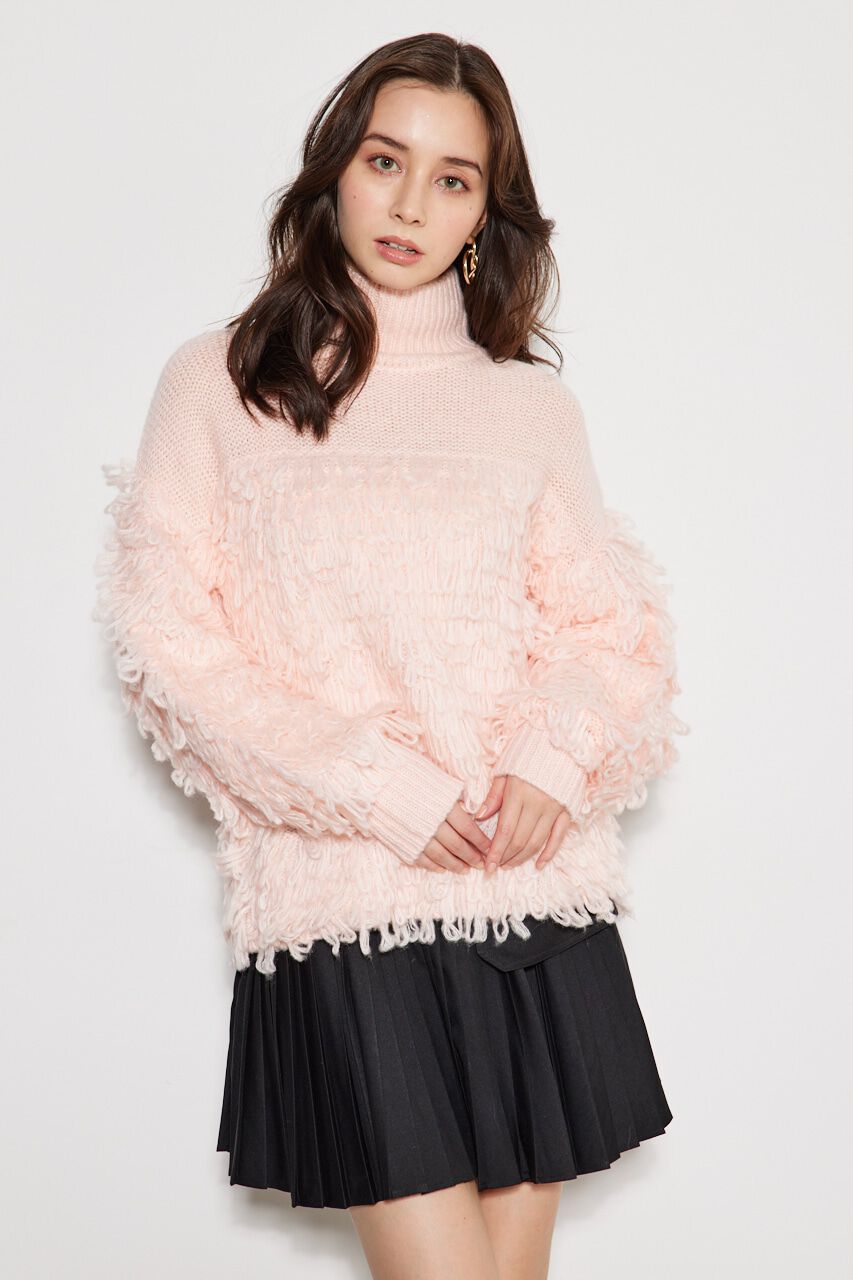 rienda「フリンジコンビKnit TOP」|ニット・セーター|