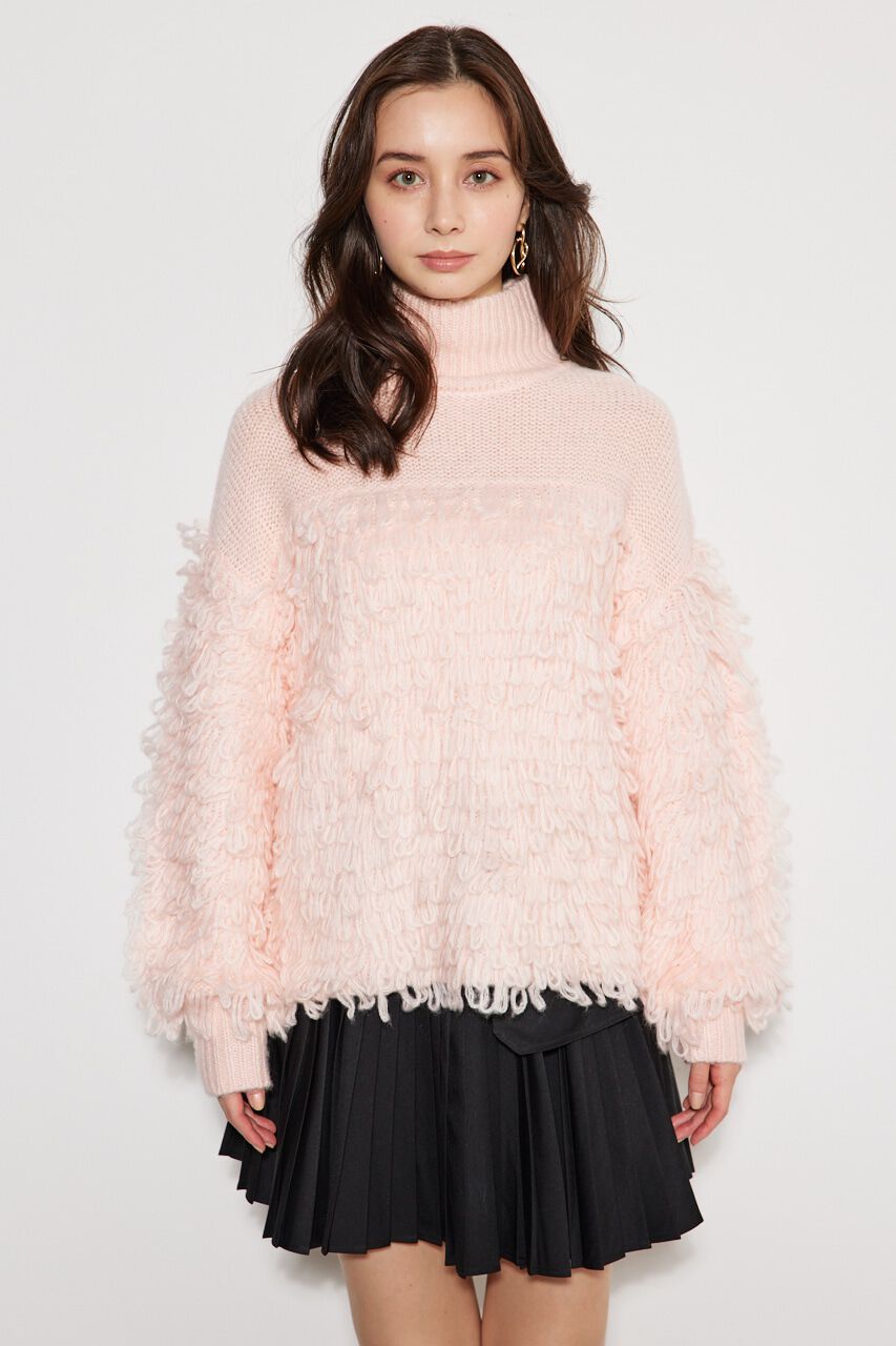 rienda「フリンジコンビKnit TOP」|ニット・セーター|