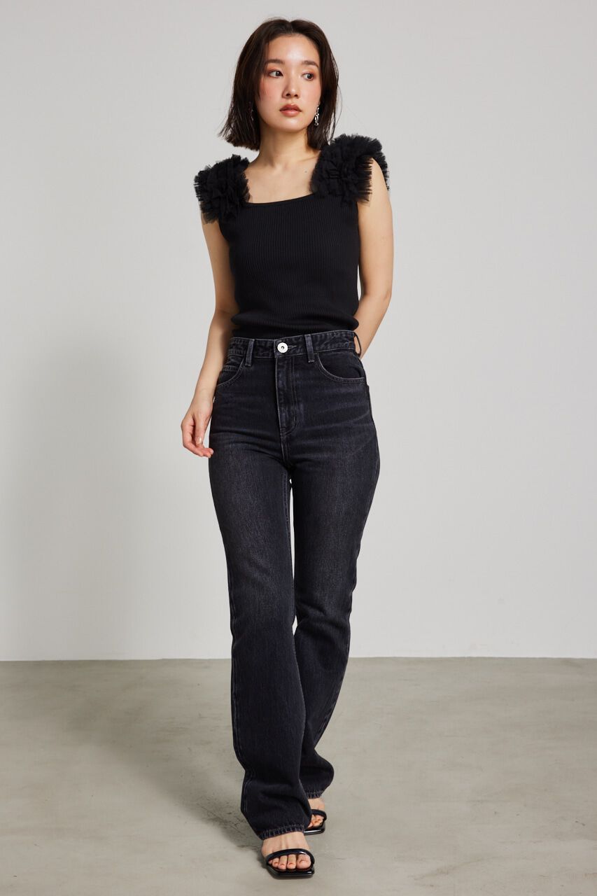 rienda「Shapely Make J/W DENIM PT」|デニム|BLK
